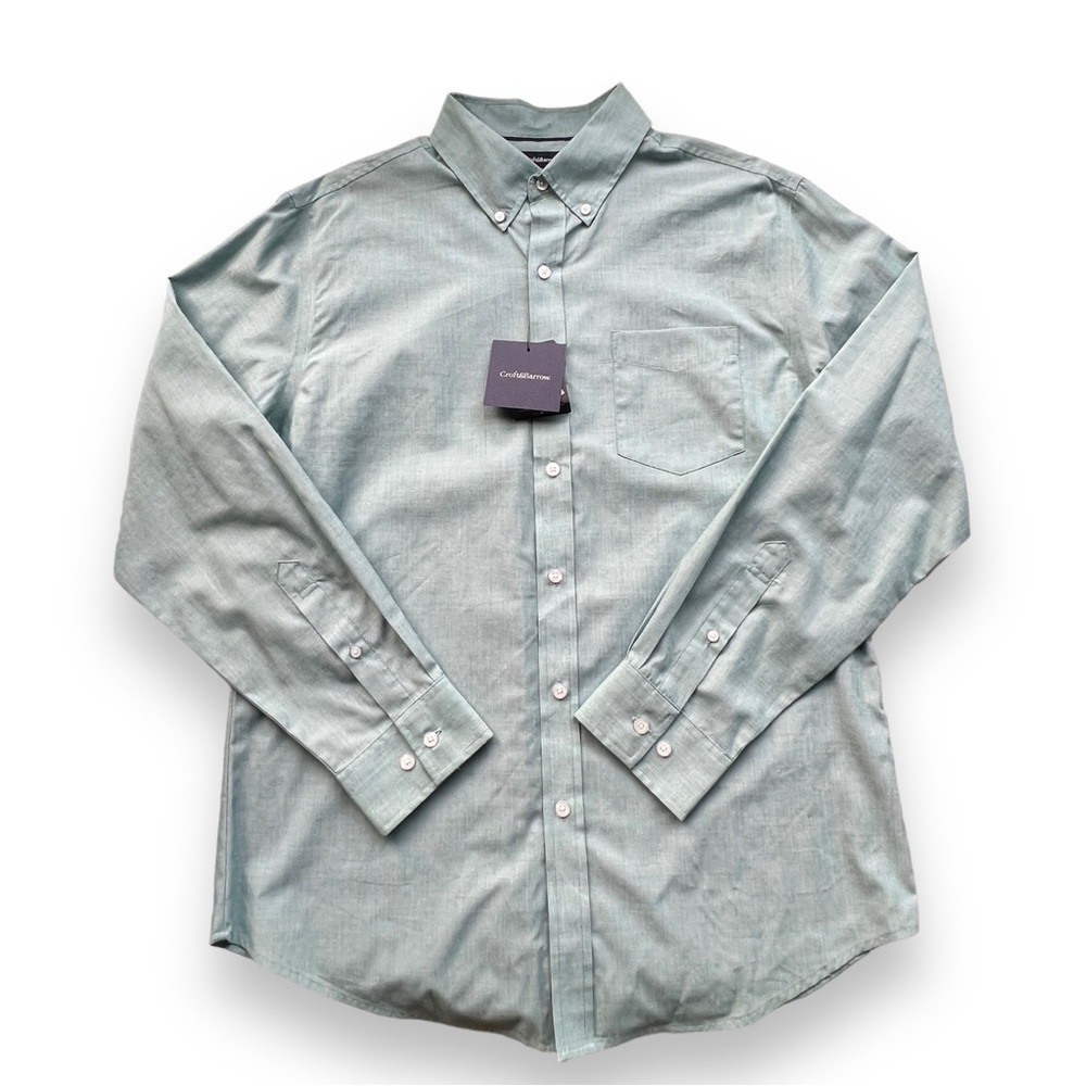 Croft and Barrow Men’s Easy Care Woven Button Down Dress Shirt Size Medium